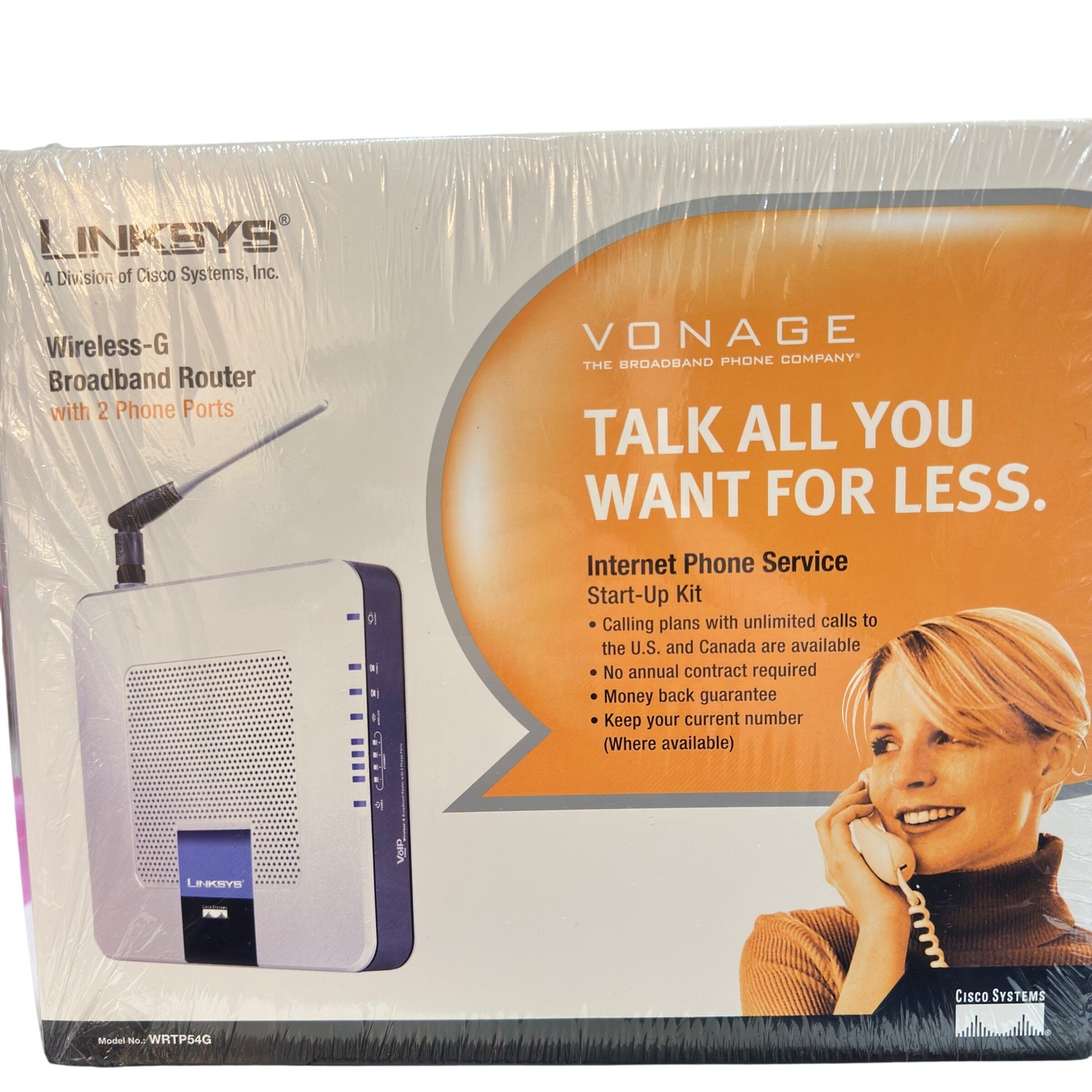 Linksys WRTP54G Wireless-G Broadband Router Vonage VoIP 2 Phone Ports New