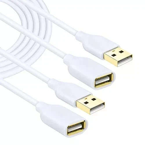 White Usb Extension Cable 2pack Usb 2.0 10ft/3m Usb Type A Male To A Female Usb