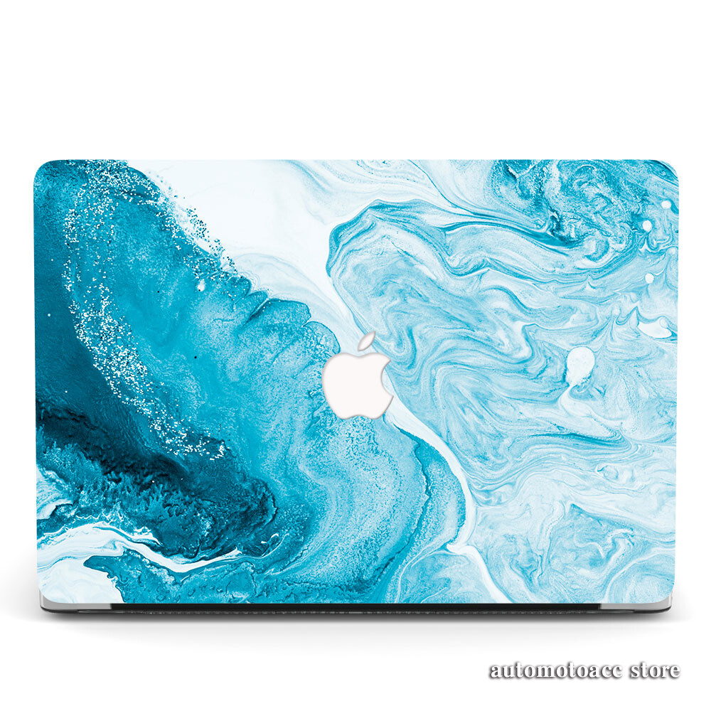 Blue Ocean Liquid Marble Matte Case For Macbook M4 Pro 14 16 Air 13 15 11 12 in