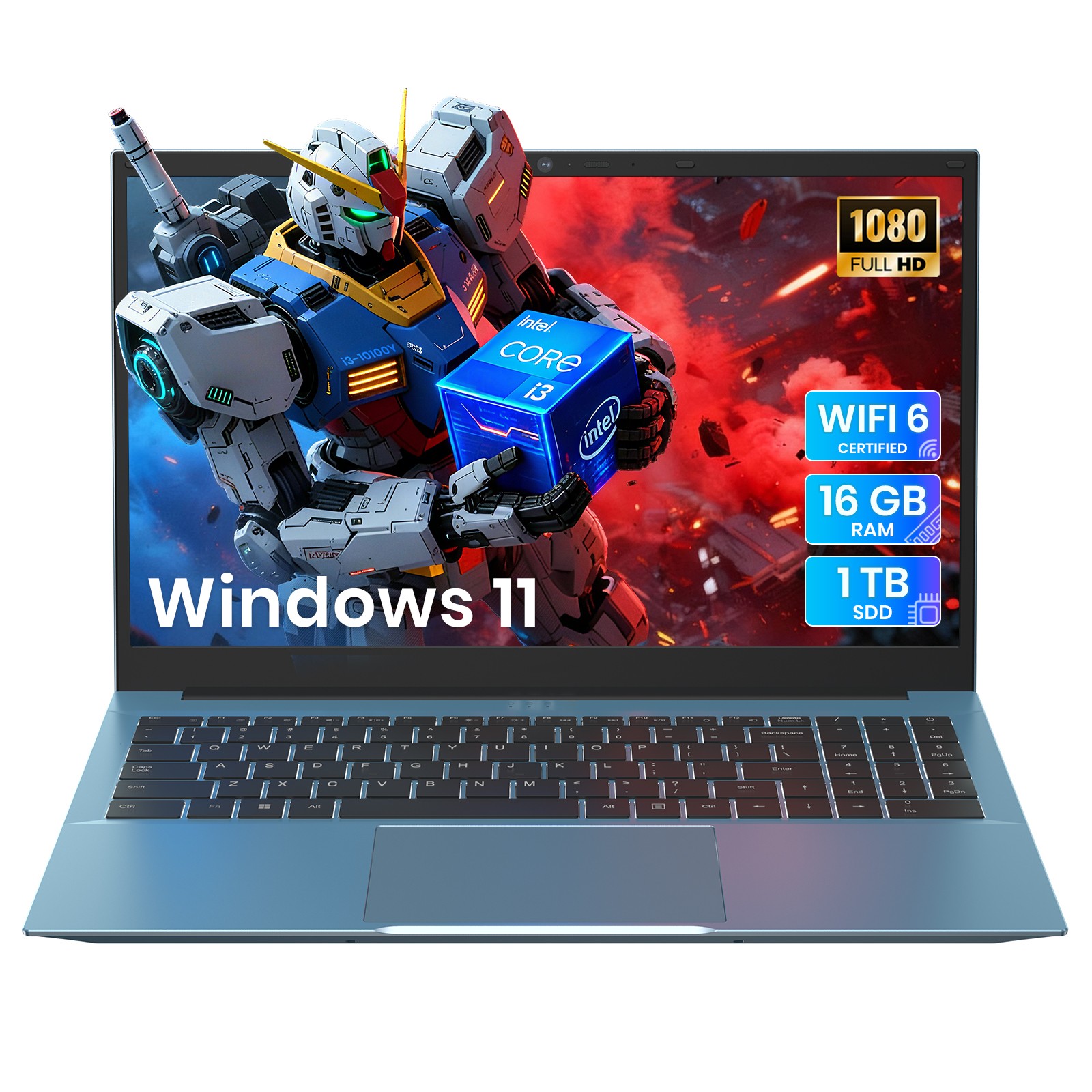 SGIN 15.6" FHD Laptop Intel Core i3 16GB RAM 1TB SSD Win 11 Backlit Keyboard