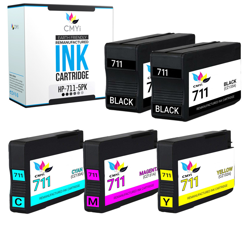 5Pack Compatible HP 711 Printer Ink Cartridges for DesignJet T120 T125 T525 T530