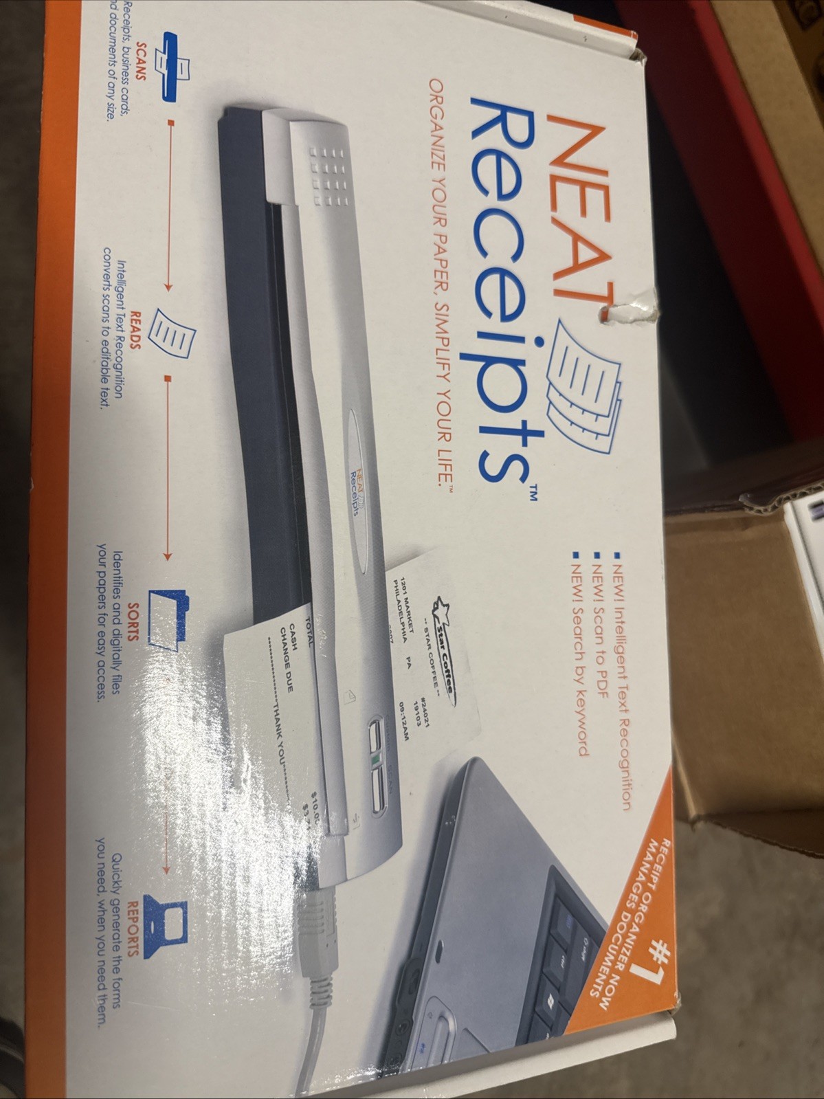 Neat Receipts Mobile Scanner Model SCSA4601EU All Pieces Included