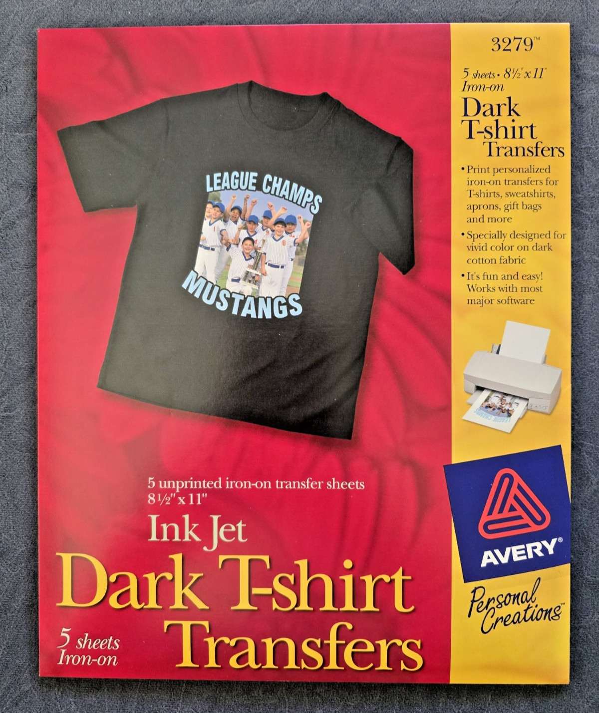 Avery Printable Dark T-Shirt Iron-On Transfers #3279 - 5 Blank Sheets - SEALED
