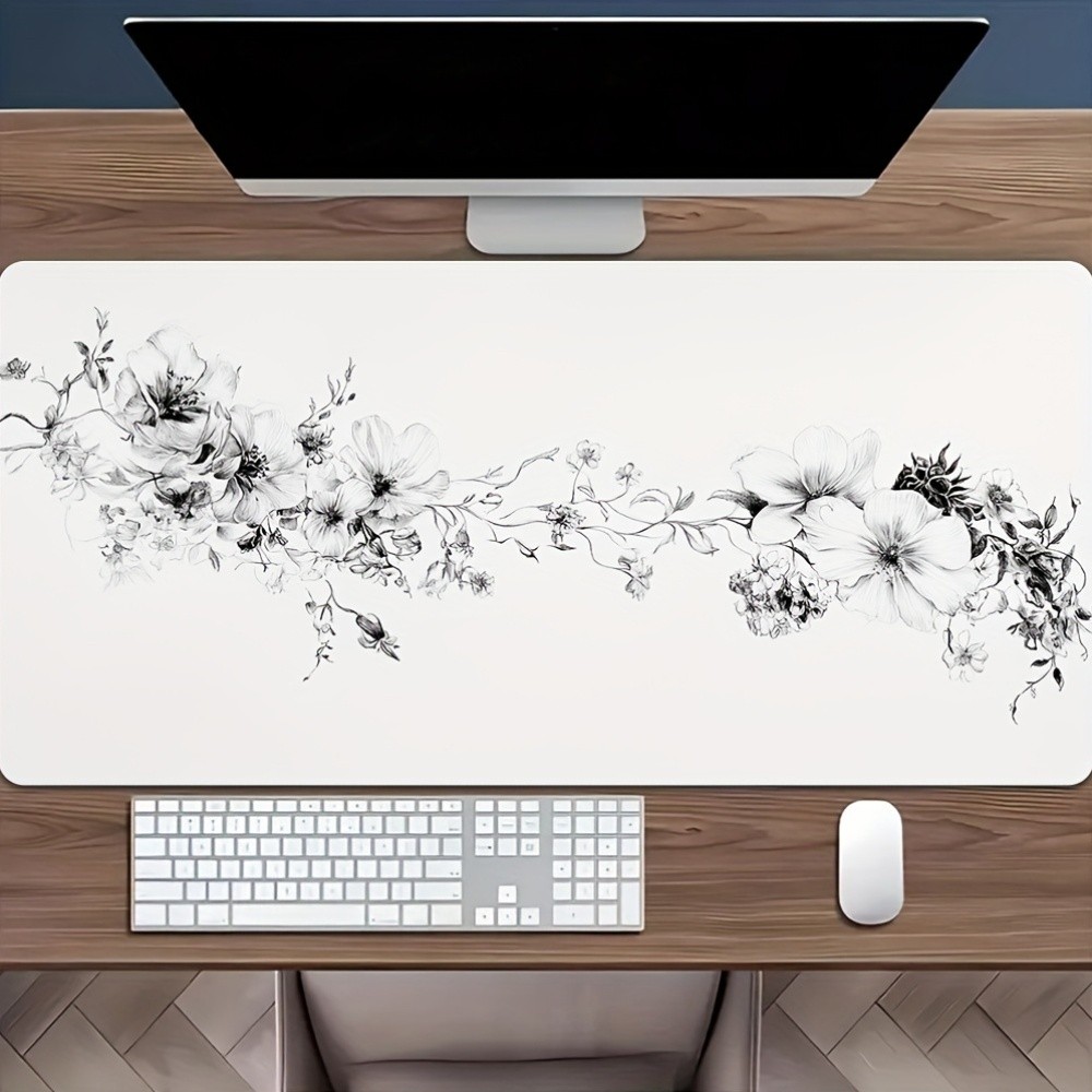 1pc 2D FLAT PRINTING Oversized Non-Slip Mouse Pad And Tabletop Elegant Black W