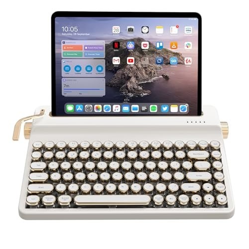 QL75 Wireless Typewriter Hot Swap Retro Mechanical Keyboard,Punk Round Keycap...