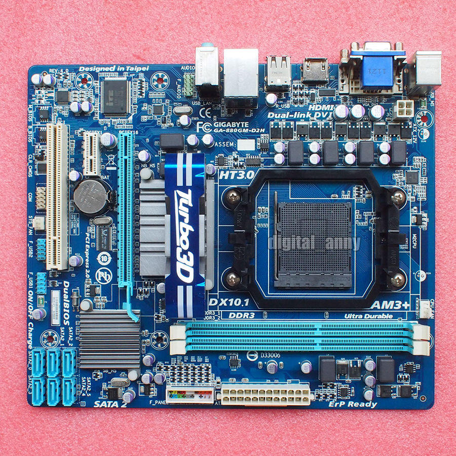 Gigabyte GA-880GM-D2H V4.0 Motherboard AMD 880G socket AM3/AM3+ DDR3