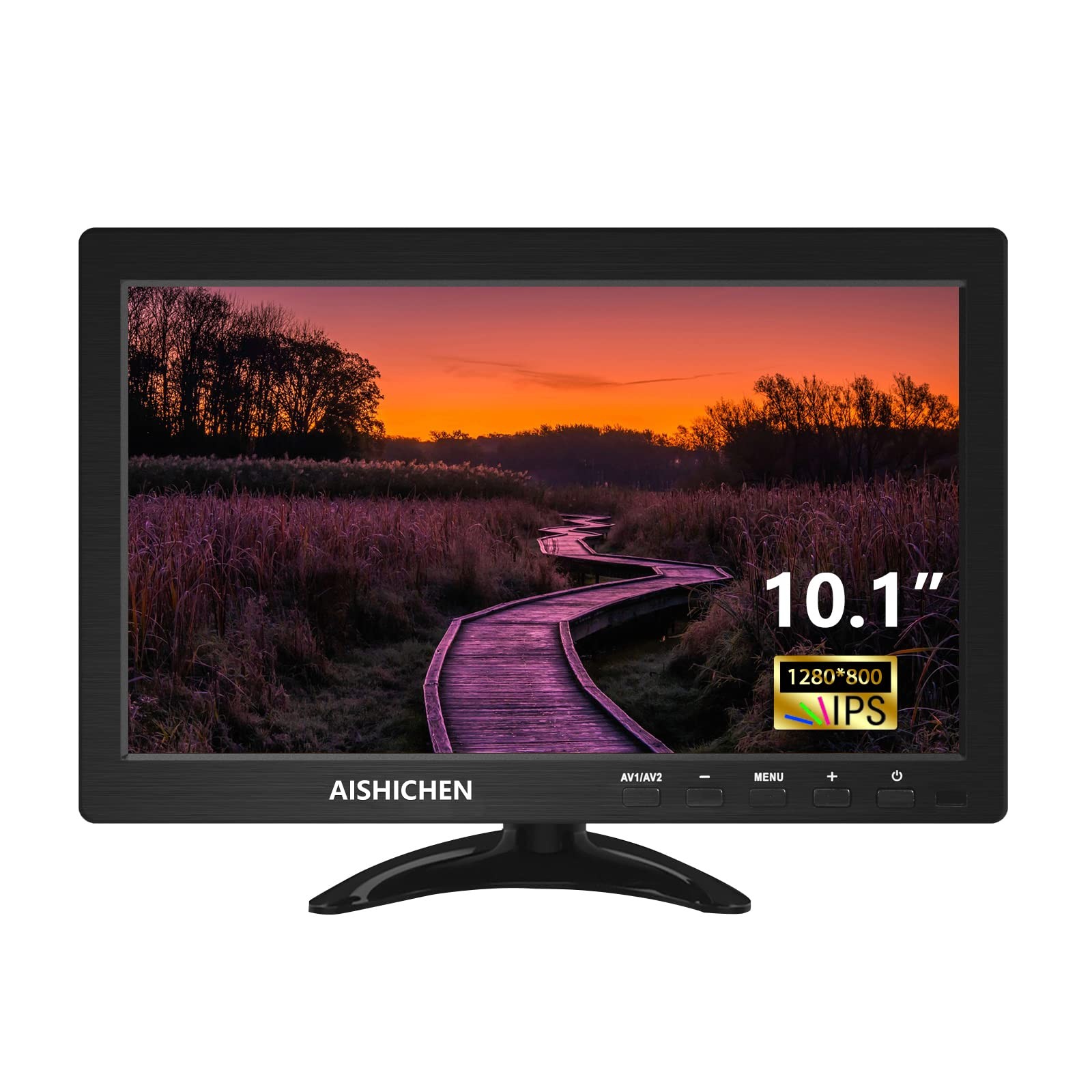 AISHICHEN 10.1 Inch Small Monitor, Raspberry Pi Display Built-in Speakers, Mini