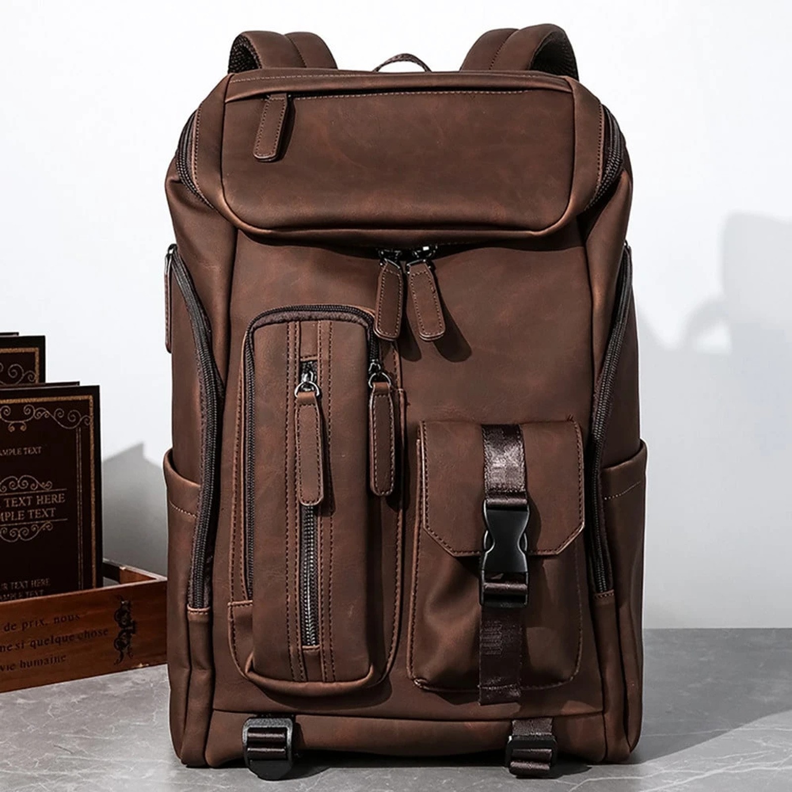 Laptop Backpack with Front Organizer Pockets and Padded Shoulder Straps