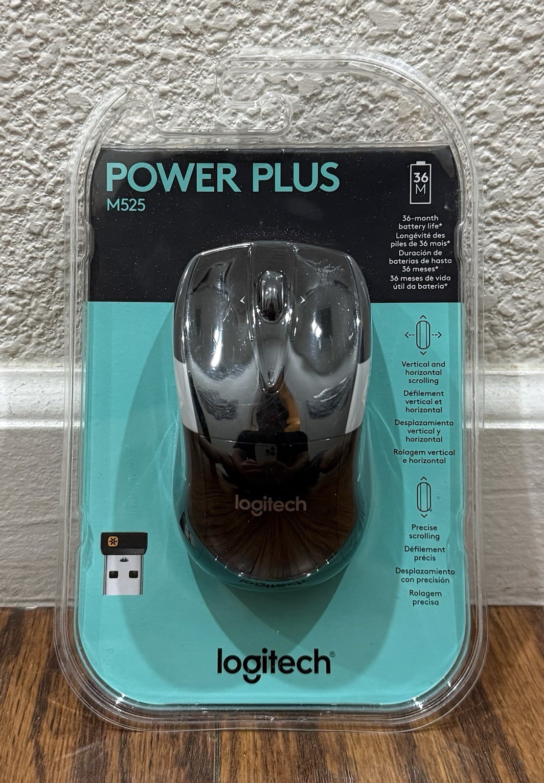 Logitech M525 Power Plus Wireless Optical Mouse (910-002696) New/Sealed
