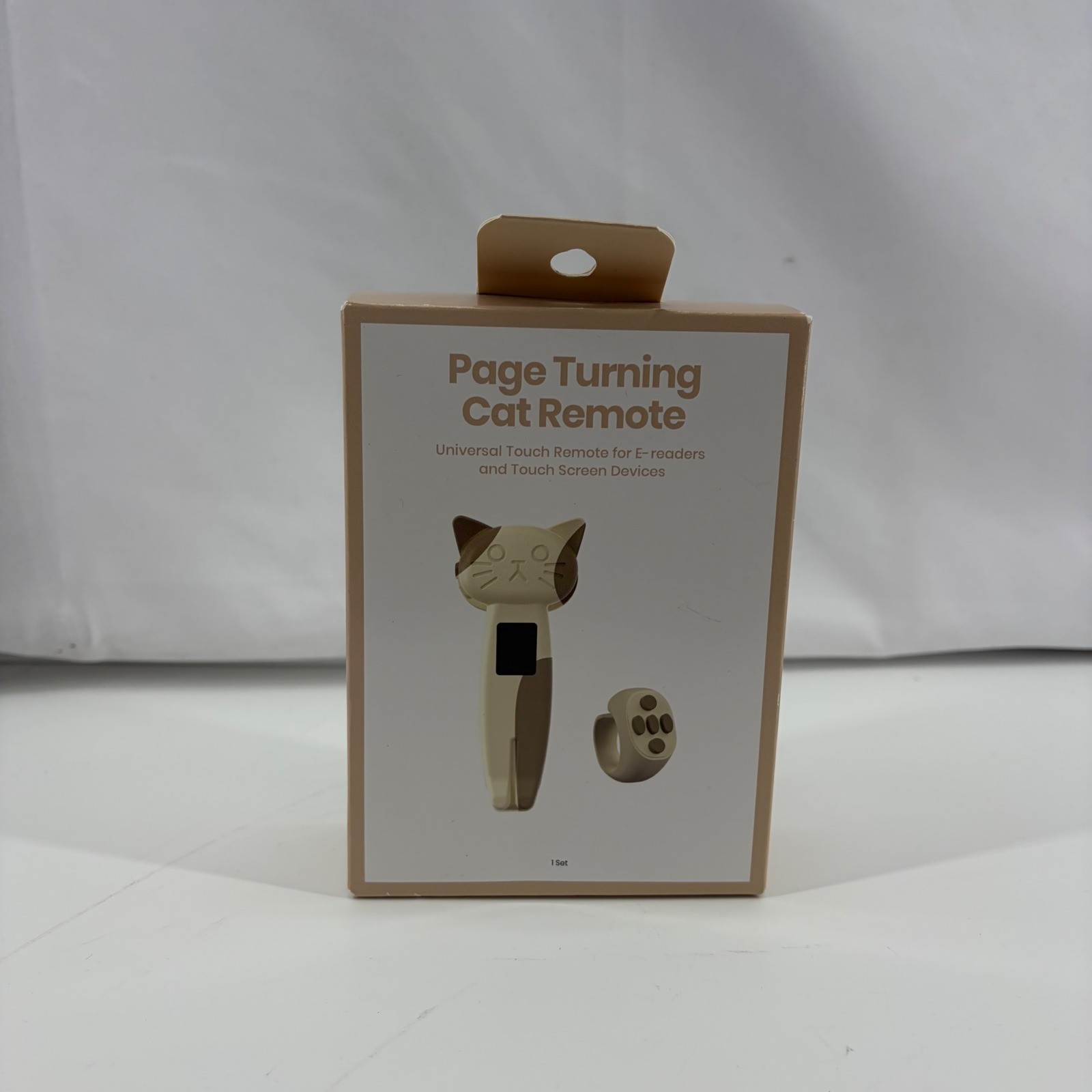 Page Turning Cat Remote Universal Touch E-Reader Page Turner Ring Tan Brown New
