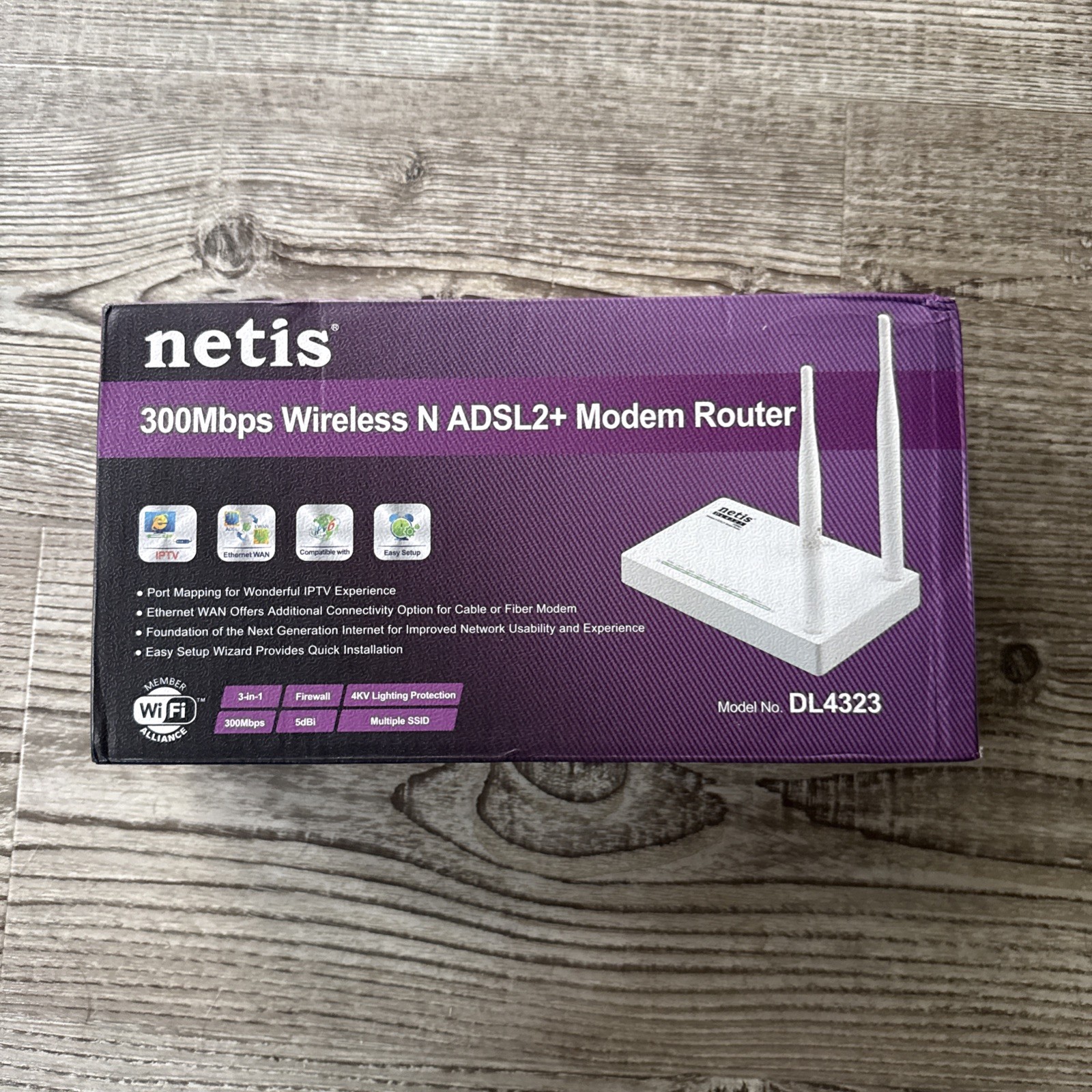 Netis DL4323 - 300Mbps Wireless N - ADSL2+ Modem Router - New 