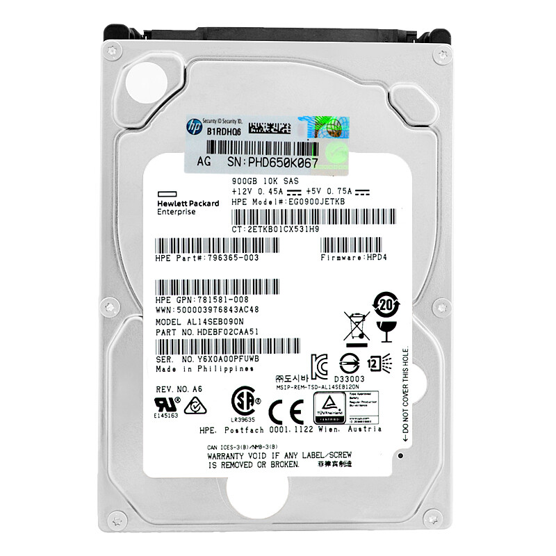 Hard Drive HP EG0900JETKB 900GB 10000Rpm SAS III 2.5" Inch 796365-003