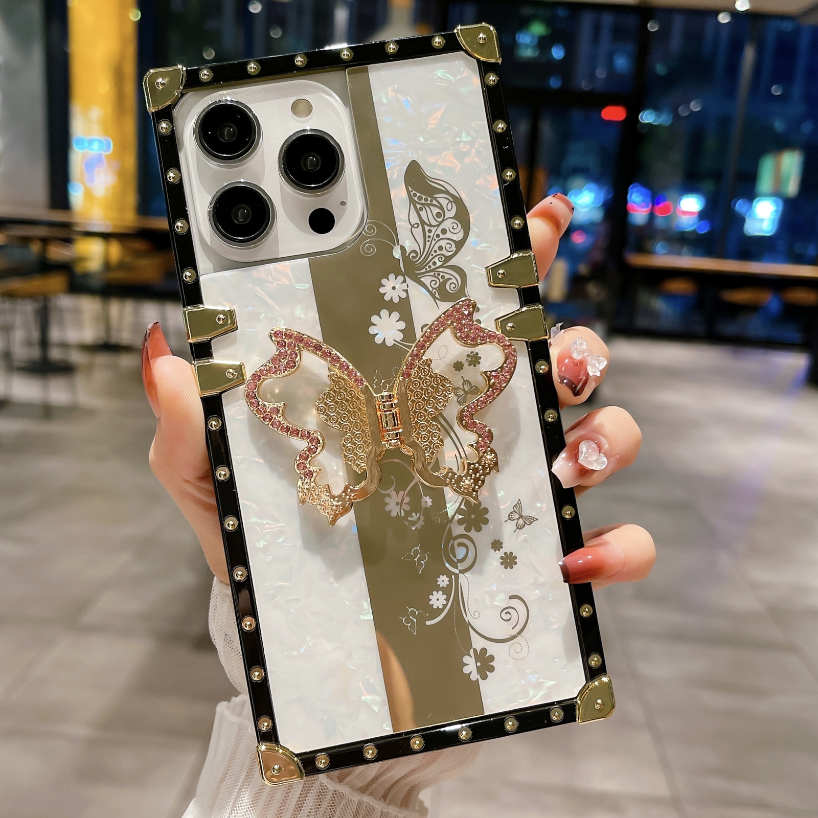Crystal Butterfly Stand Cover Case For Google Motorola Tecno Spark Go Camon LG