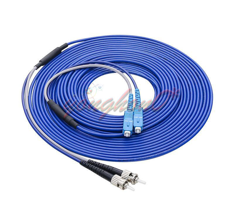 Armored Cable SC UPC to ST UPC SM 9/125 Duplex Fiber Optic Patch Cord 200M