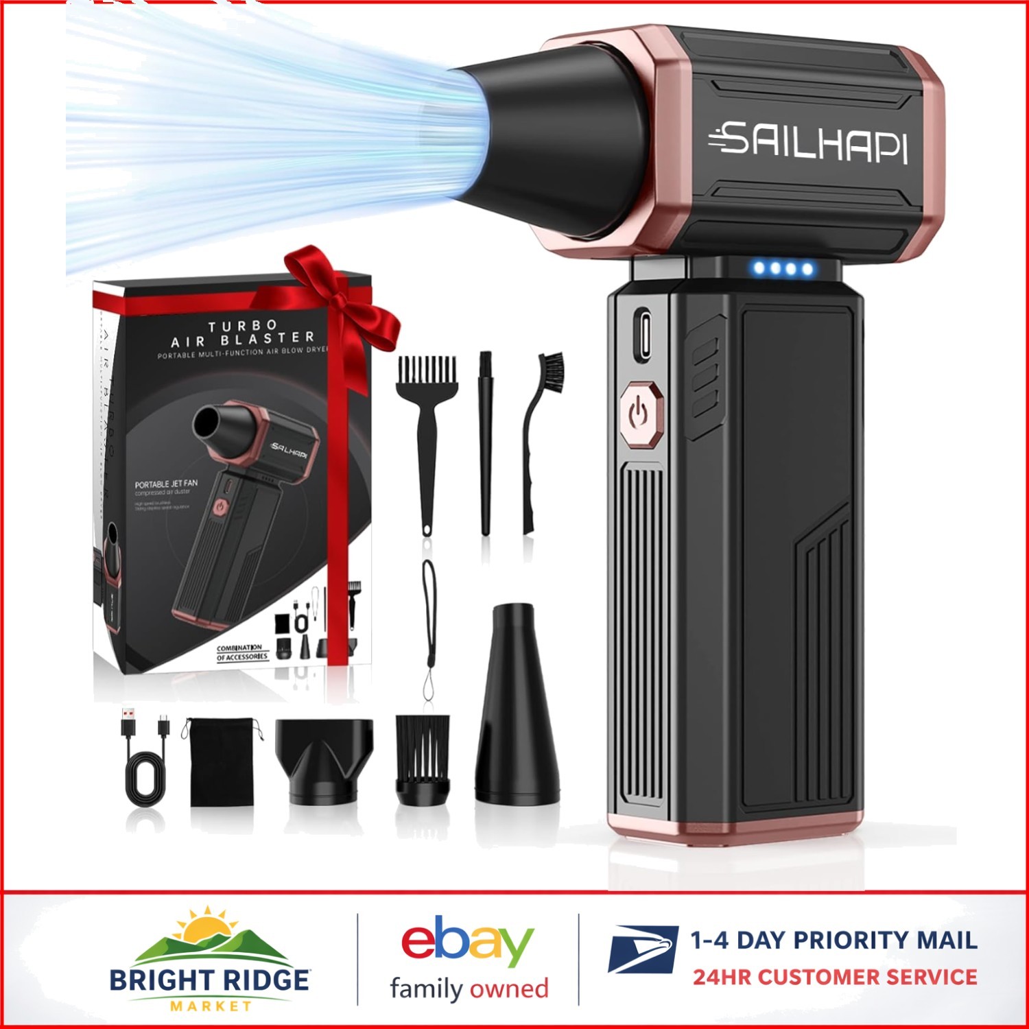 Compact Electric Air Duster with Stepless Speed Control for Versatile Cleaning