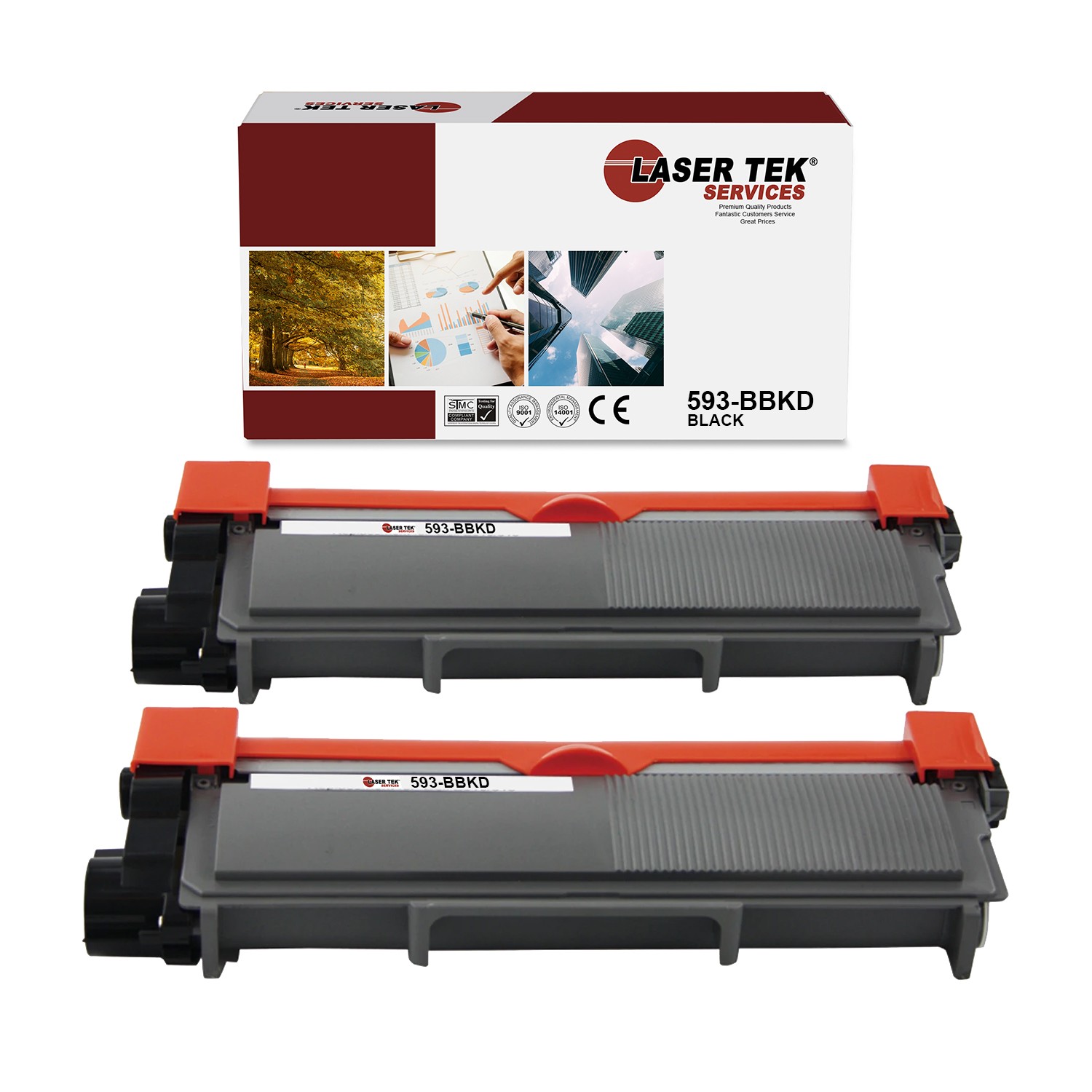2Pk LTS 593-BBKD Black Hi-Yield Compatible for Dell E310dw E514 Toner Cartridge