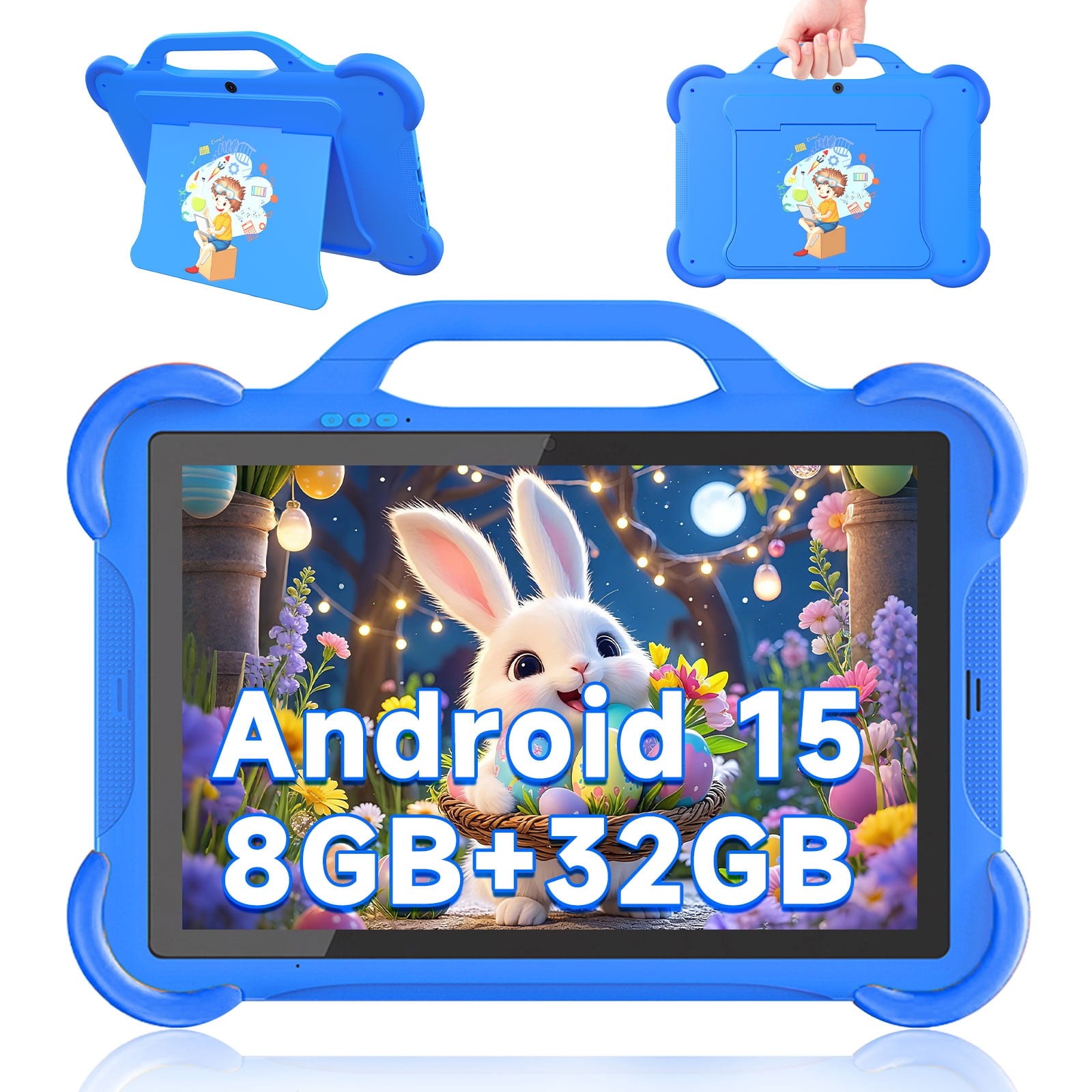 YQSavior Android 15 Kids Tablet, 10.1 Inch IPS HD Display, 8GB RAM, 32GB ROM,