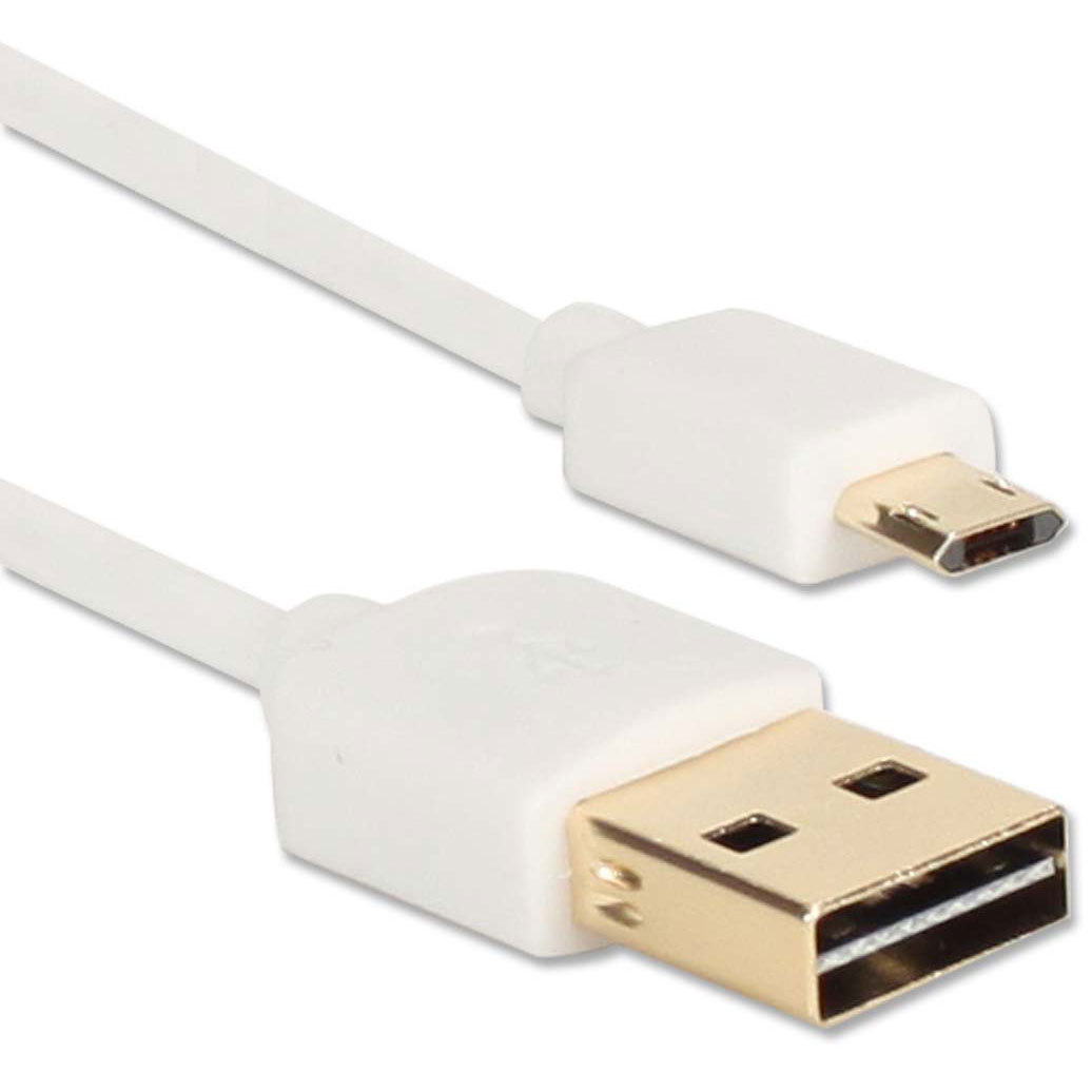 6 ft. White Premium Reversible USB to Reversible Micro-USB Sync & Fast Charger C