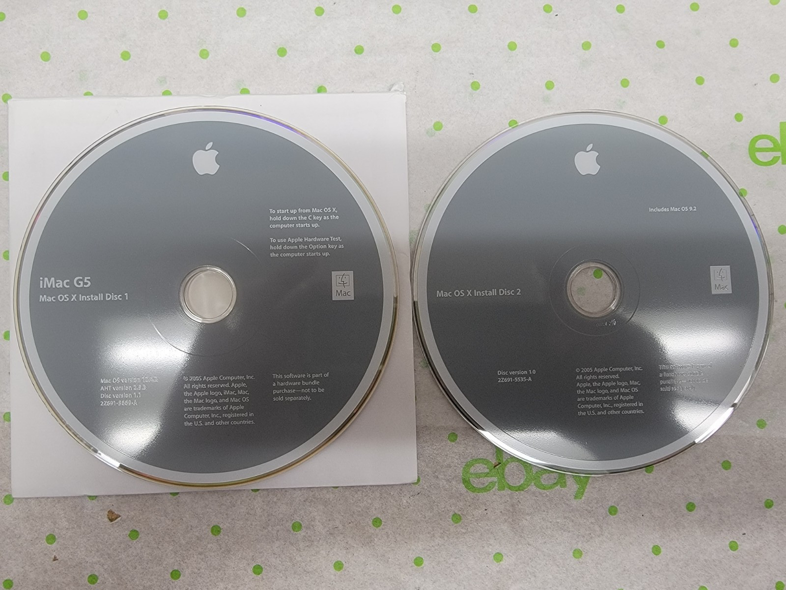 Apple Macintosh iMAC G5 Install CD Set OS X 10.4.2 - Z691-5533-A