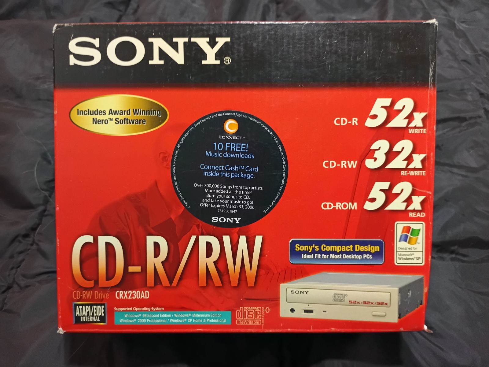 Sony 52x/32x/52x CD-R/RW Drive Windows XP -CRX230AD- NEW in BOX