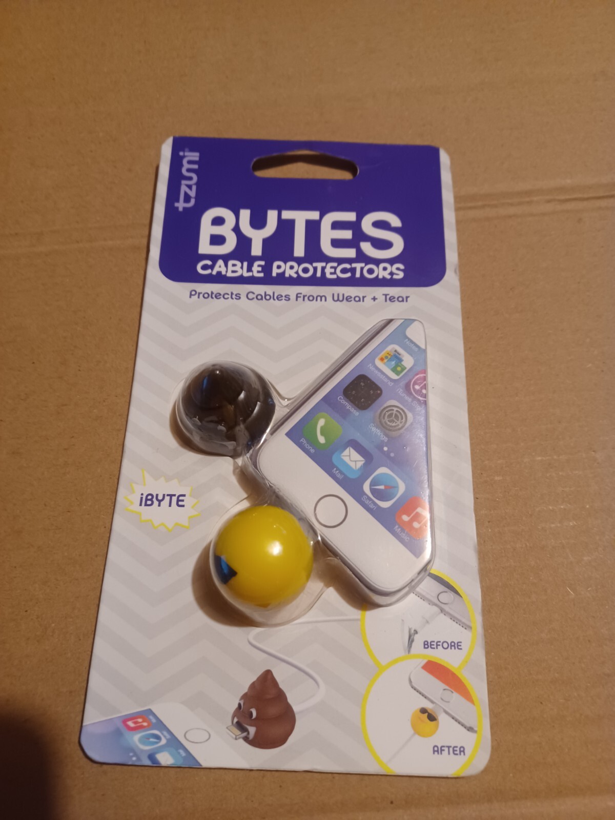 Tzumi Bytes Connector Plug Cable Protector Sunglasses Poop Emoji New Cute