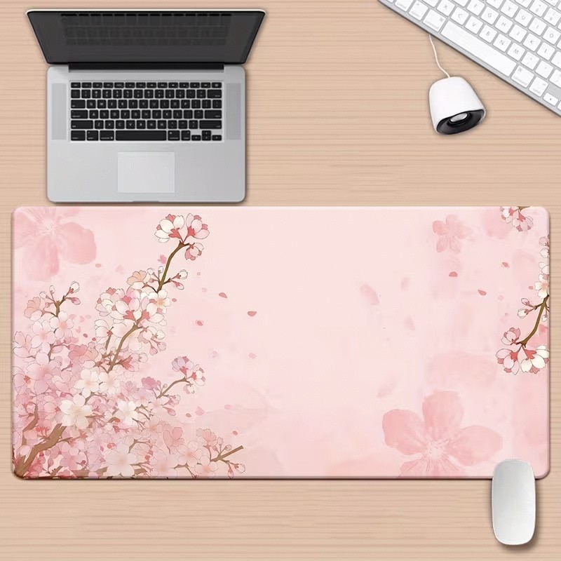 1 Set, Cute Pink Cherry Blossom Design, High-definition Printed Desk Pad, Mult