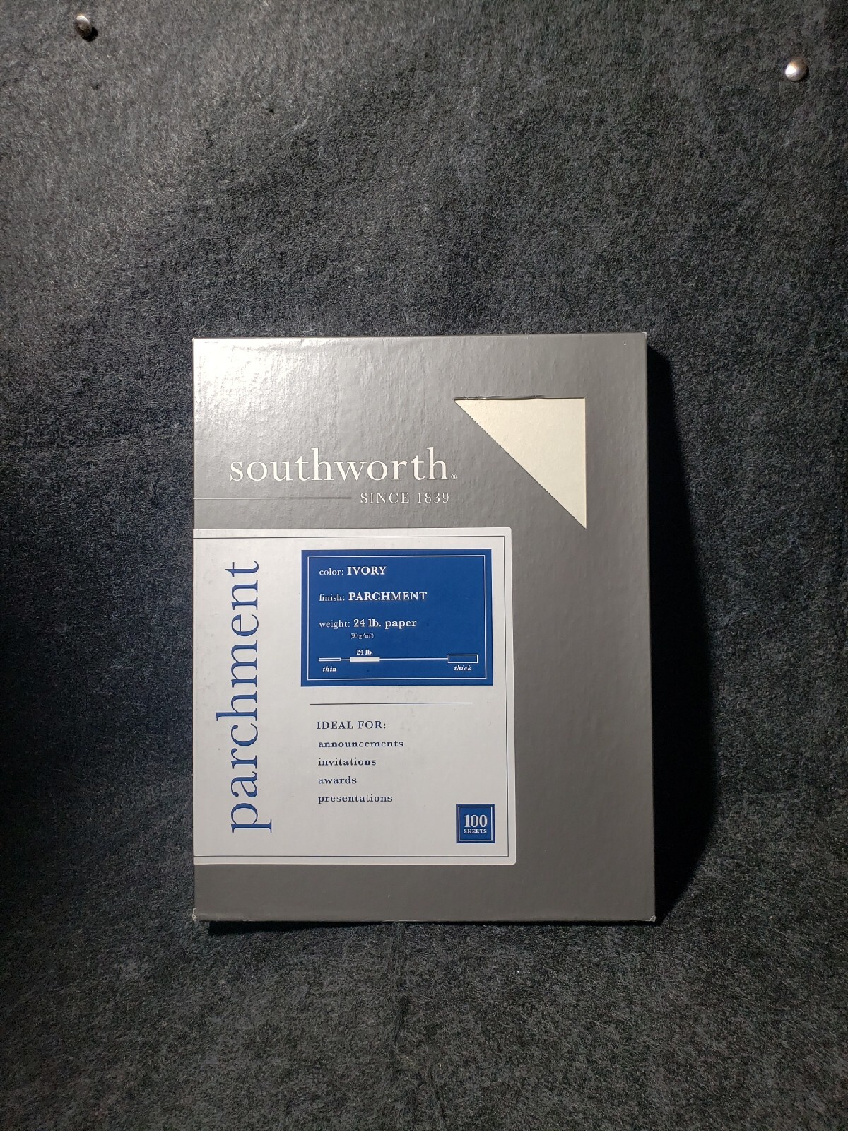 Southworth Parchment Paper 8.5" x 11" 24 lb. Ivory 100 Sheets/Box P984CK