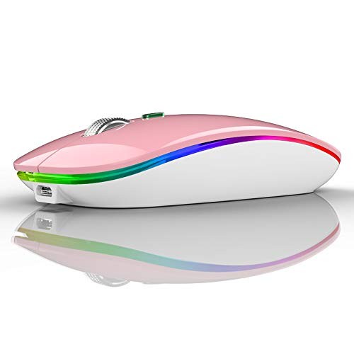 Wireless Bluetooth Mouse, LED Silent Rechargeable MousePink