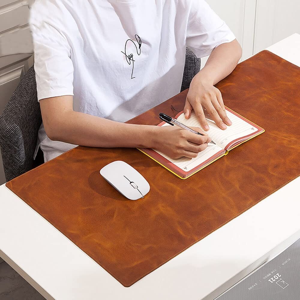Handmade Genuine Leather Desk Pad Mat Blotter Custom Laptop pad Brown Tan