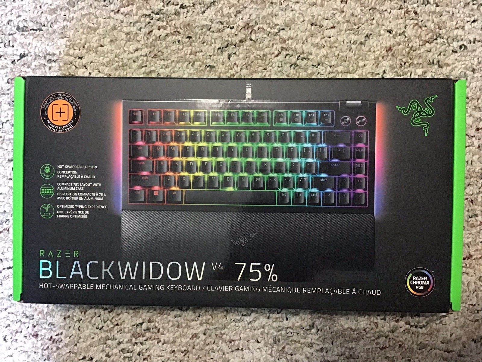 New Razer Blackwidow V4 75% Hot-Swappable Keyboard Tactile Switches - SEALED