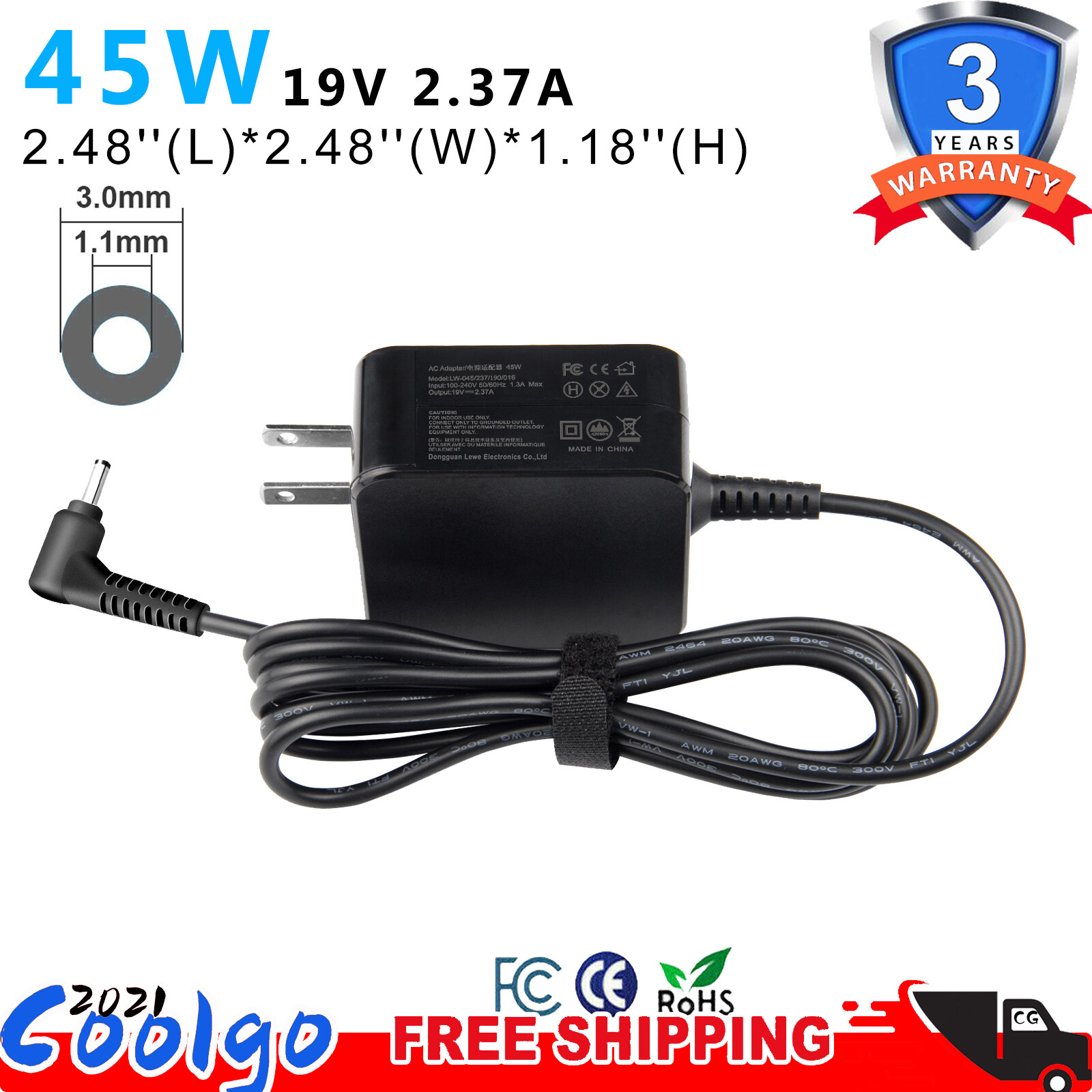 45W 19V 2.37A For Asus Zenbook UX21 UX21E UX31 UX31e Power Adapter Charger 