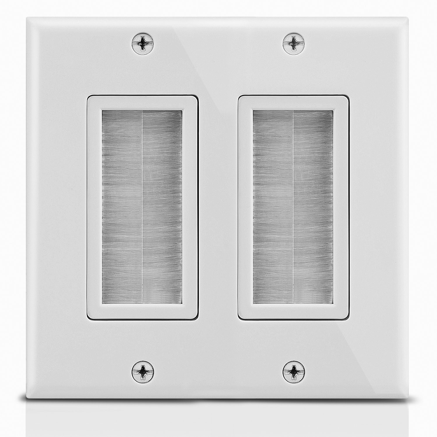 Fosmon 2-Gang Wall Plate, Brush Style Opening Passthrough Low 1 Pack, 1 PACK 