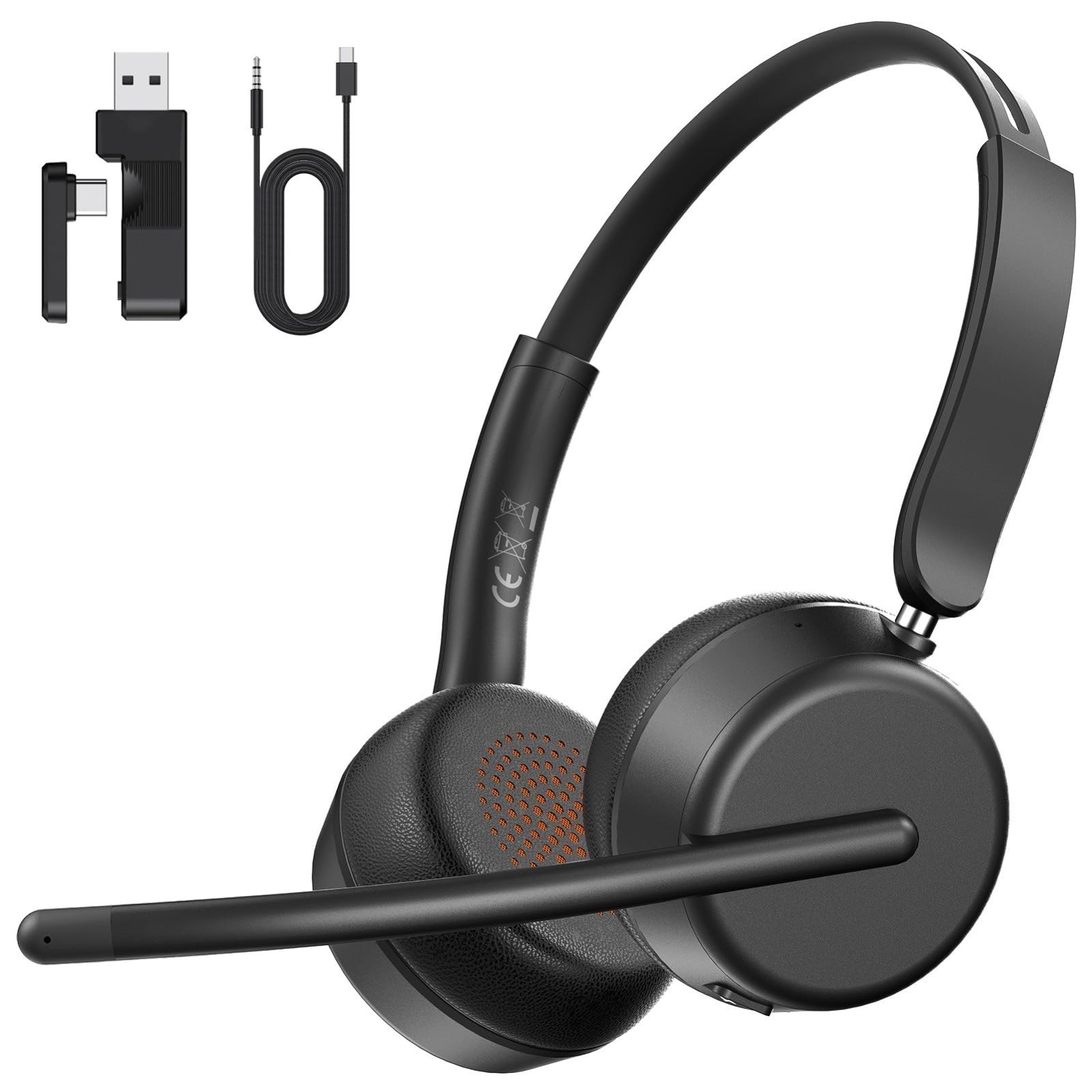 SEJJ Wireless Headset with Mic for Work, Bluetooth 5.4 Headphones with AI Noi...