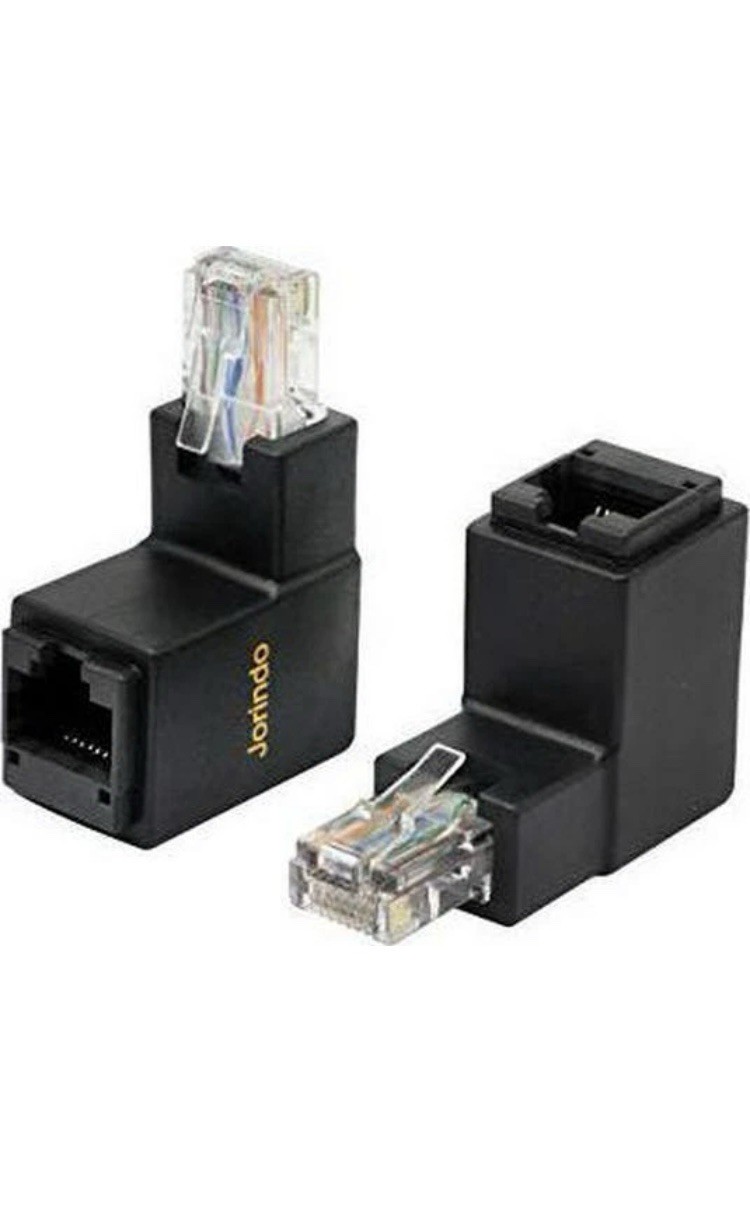 90 Degree Ethernet LAN RJ45 Male to Female, Right Angle Network Cat5 / Cat5e 2PK