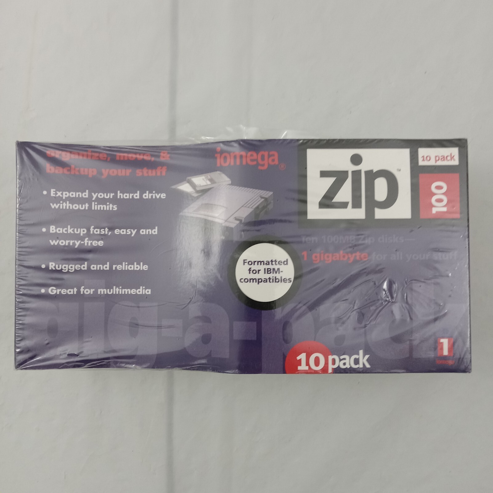 NEW Iomega 100MB Zip Disks 9 Pack Sealed Formatted for IBM PC or Mac Vintage