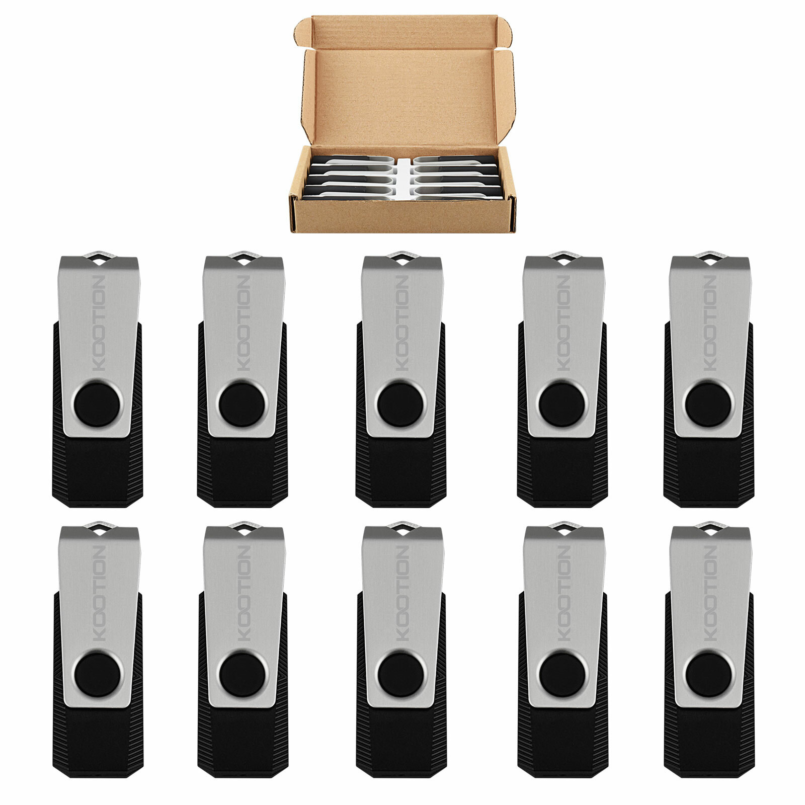 10Pack 512MB Black Metal Swivel USB 2.0 Flash Drive Memory Thumb Drive Lot