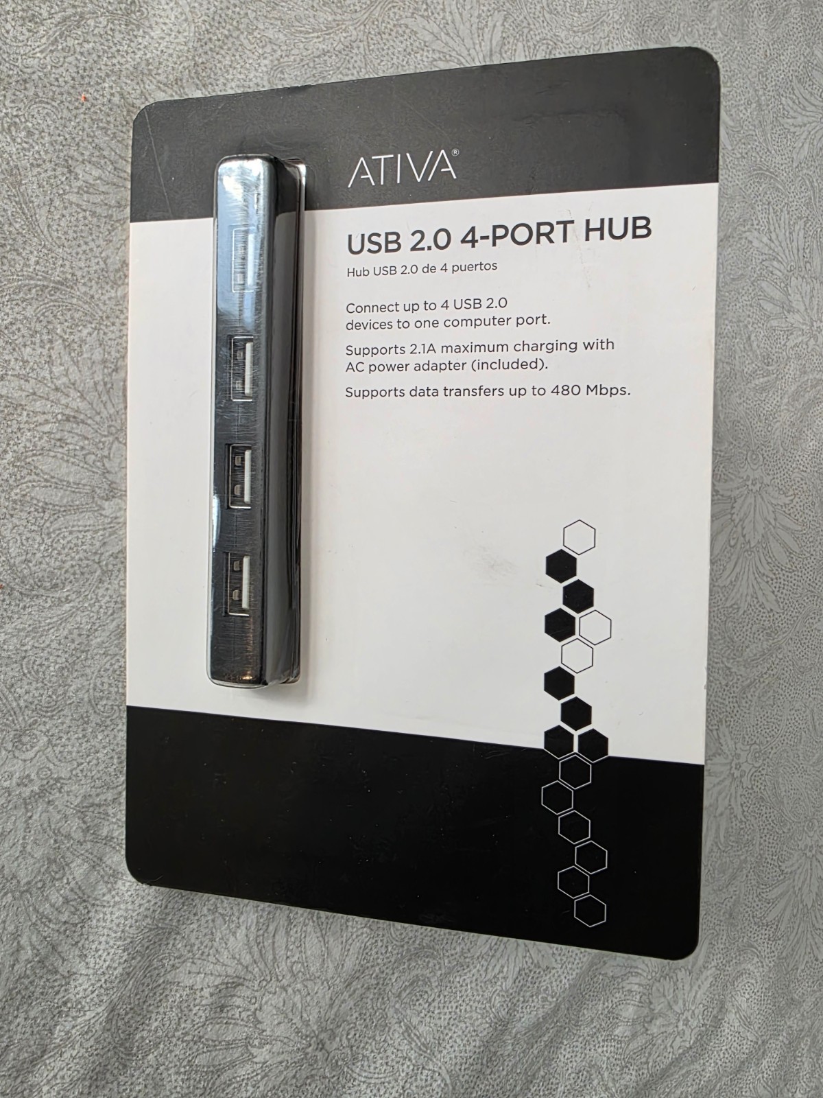 ATIVA USB 2.0 4-Port Hub - Black