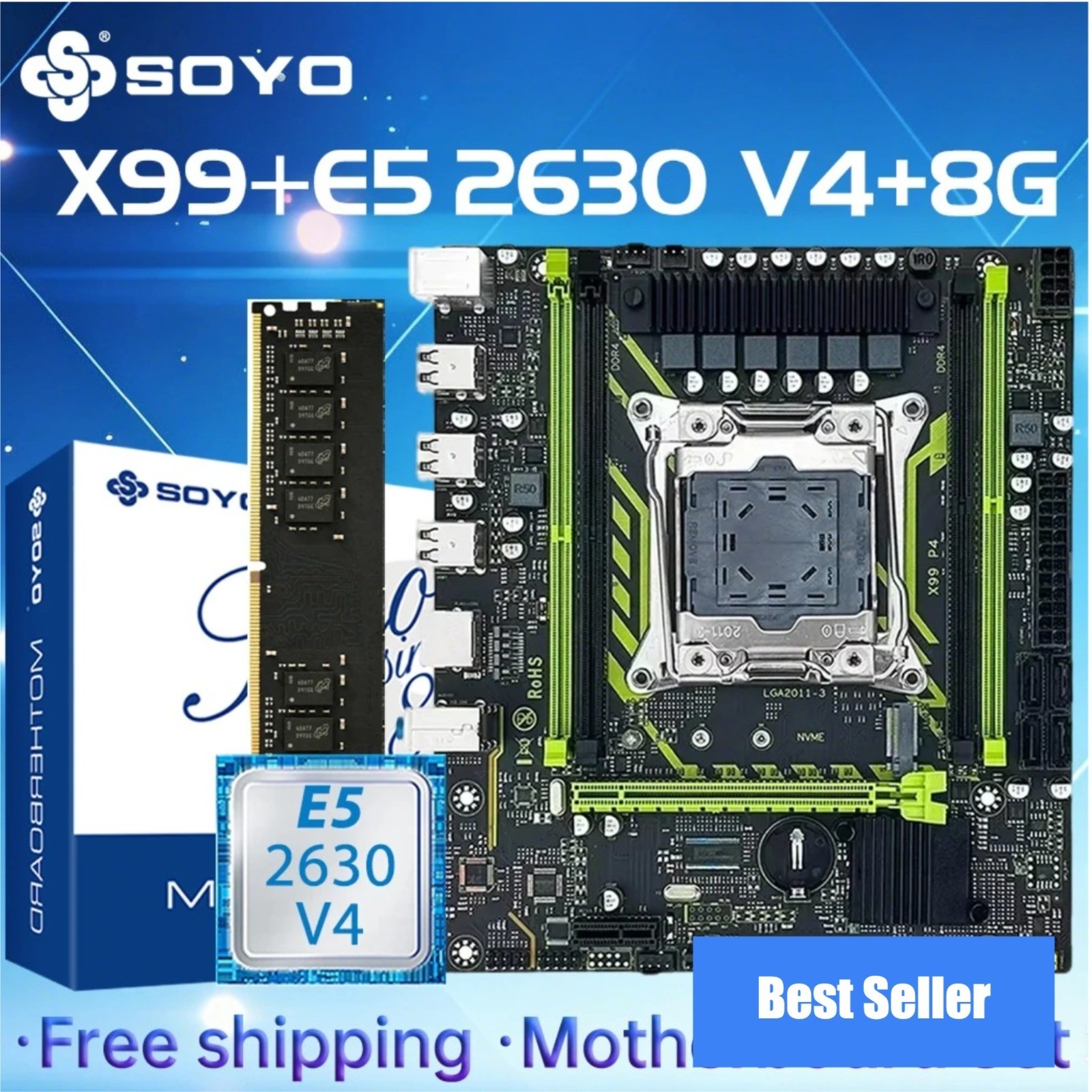 SOYO X99 MicroATX Motherboard LGA 2011-3 Xeon E5-2630 V4 DDR4 Bundle
