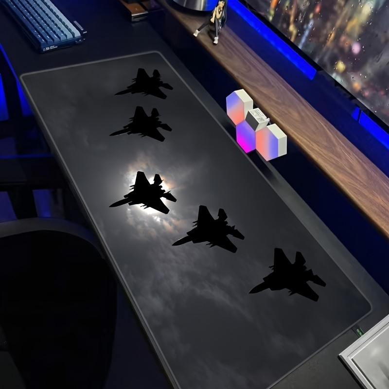 1pc Oversized Fighter Jet Mouse Pad & Gaming Desk - Diatomite Surface, Non-Sli
