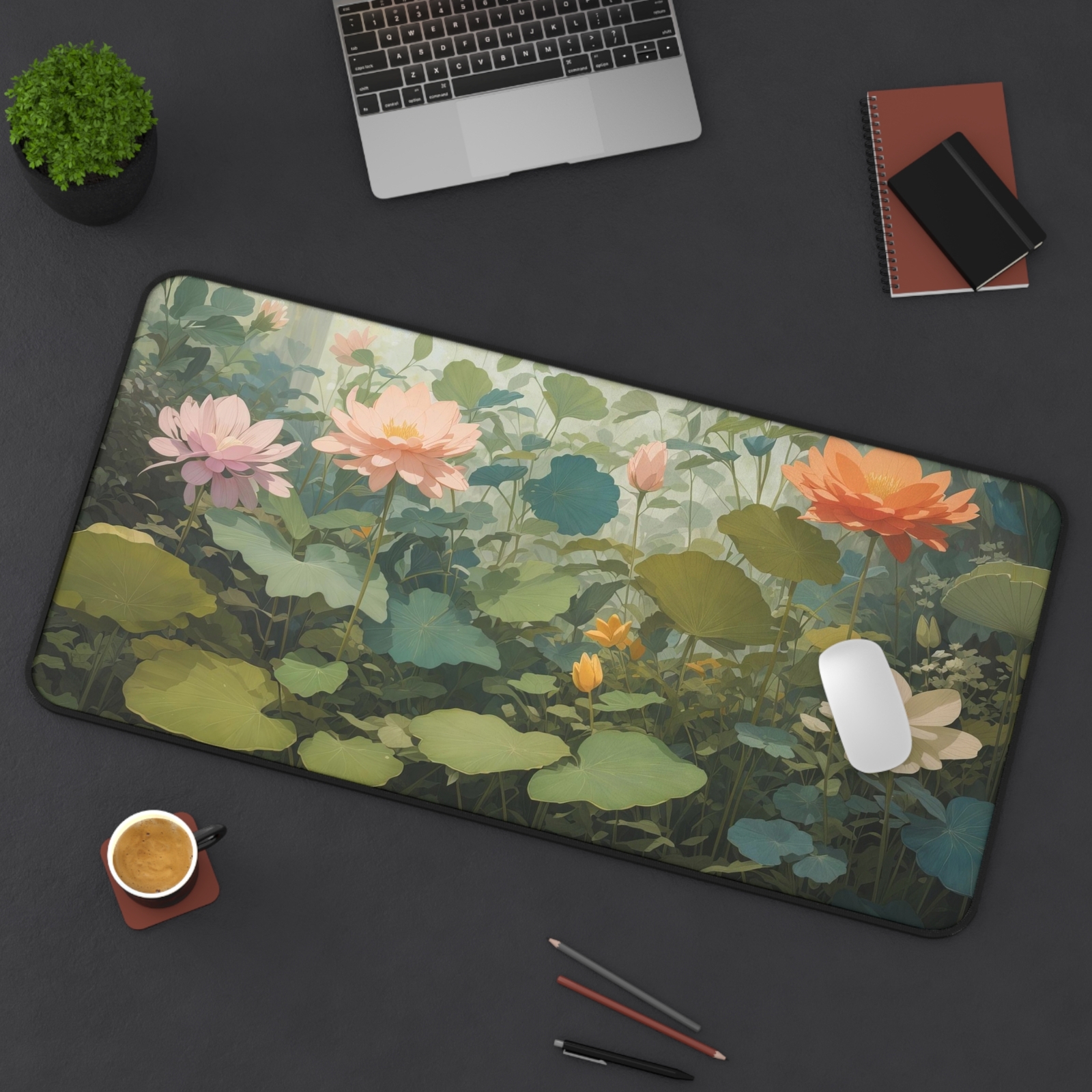 Flower Desk Mat, Floral Desk Mat, Aesthetic Decor,  XL Anti Slip Gaming Desk Mat