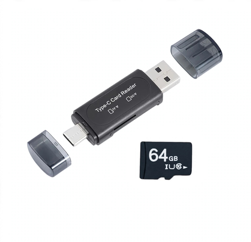 Card Reader USB 3.0 To SD Micro TF Memory Card Adapter With 64GB Micro SD Card