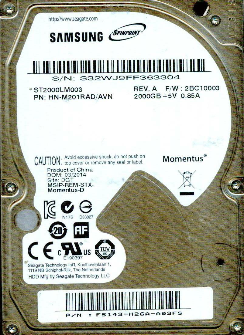 ST2000LM003,  HN-M201RAD/AVN,  2BC10003,  DGT,  SAMSUNG 2TB  S32W