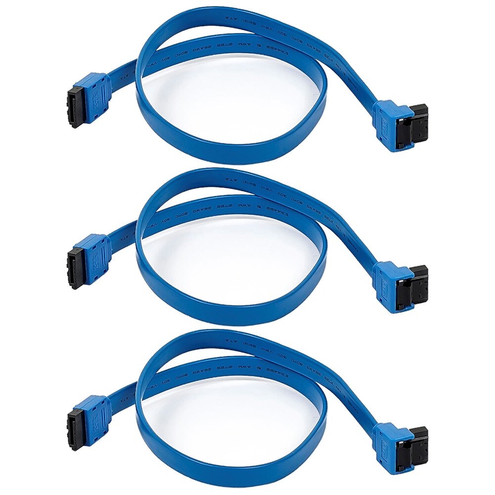 3x 18" SATA 3.0 III SATA3 SATAiii HDD Drive Data Right Angle Straight Cable Blue