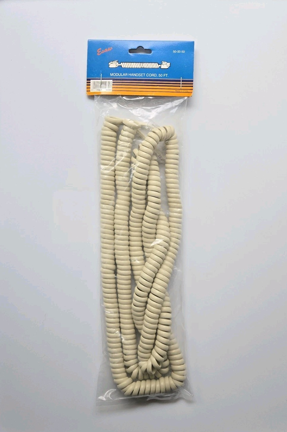 ESAW 50' Foot Modular Telephone Coiled Handset Cord Ivory Off White Replacement
