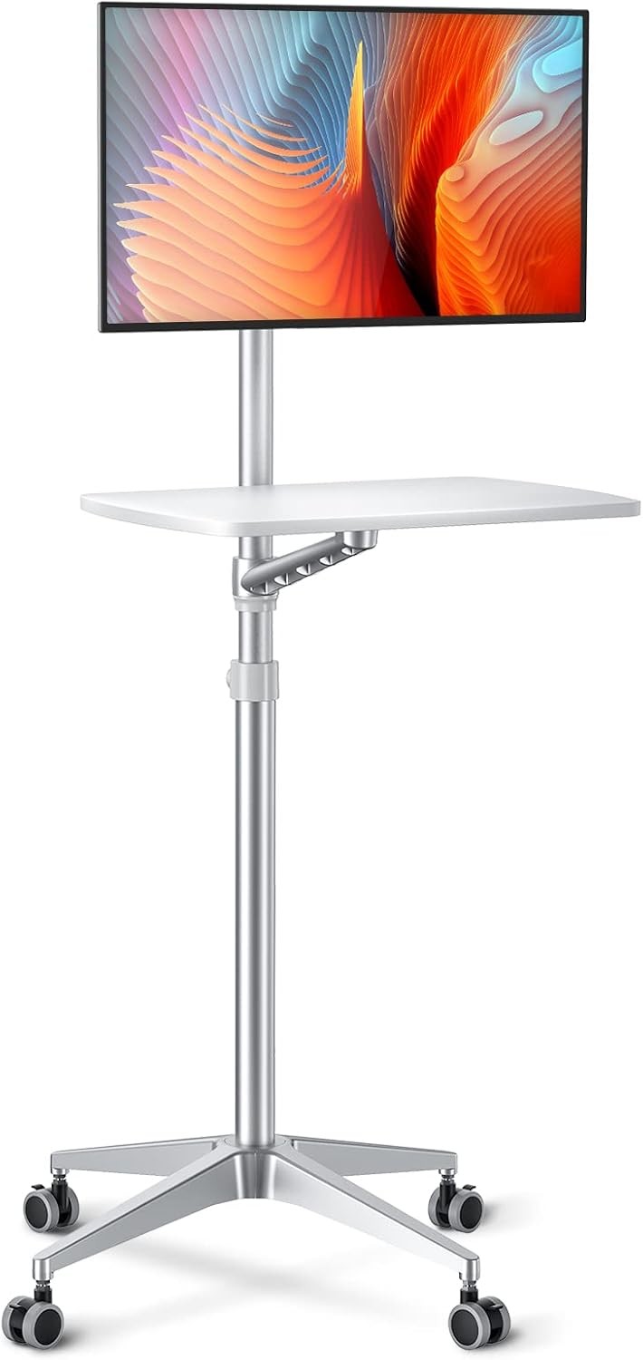 Mobile Desk,Mobile Workstation,Mulitiuse Rolling Laptop Floor Stand,34"-48.6"