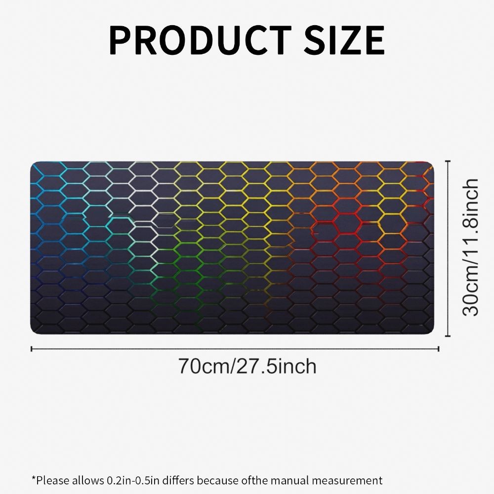 Hexagon Patterned Mouse Pad Rainbow LED Backlit Soft Comfortable Gaming Mousep