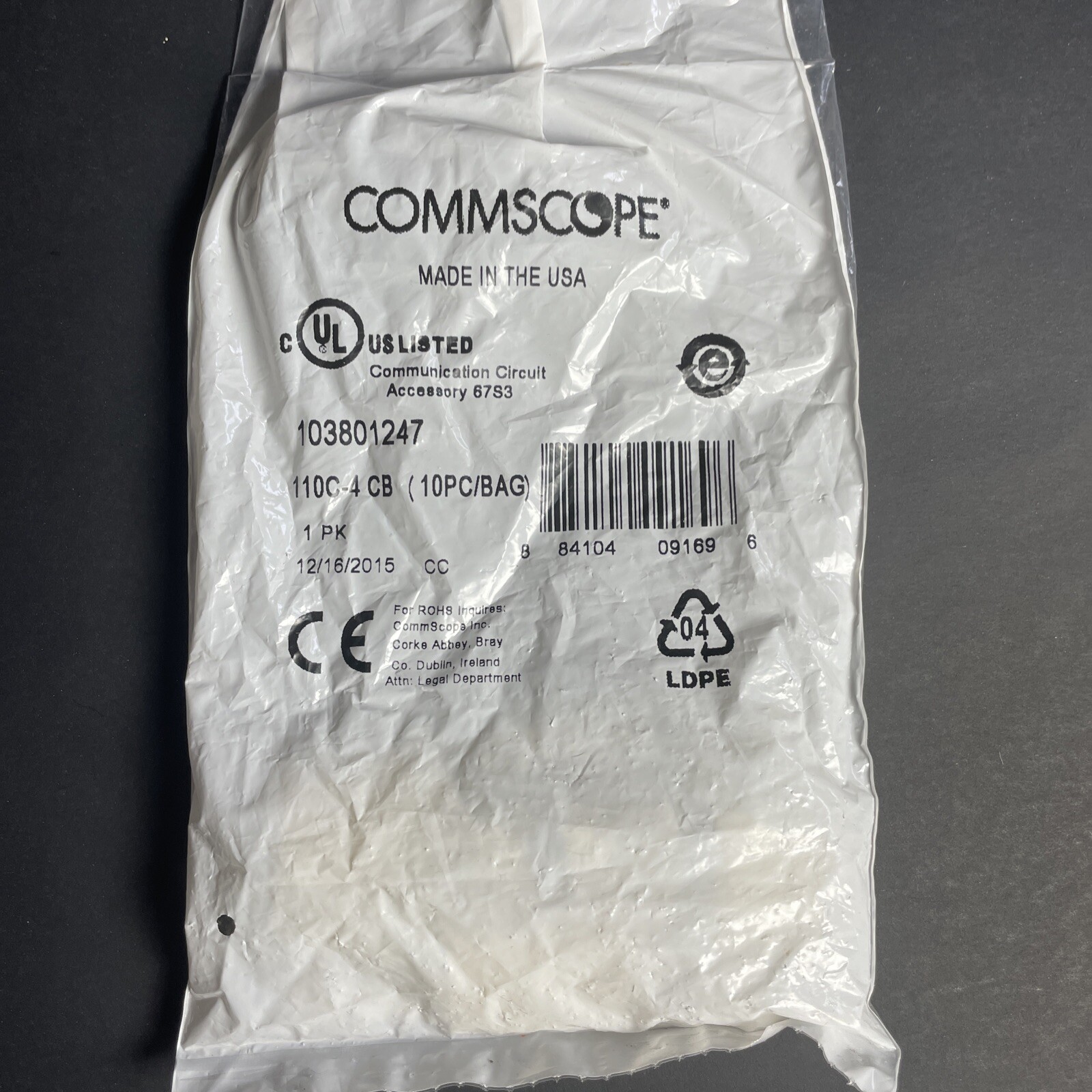 COMMSCOPE 110C-4 CB.103801247 PUNCH DOWN CONNECTING BLOCK.  PKG OF 10