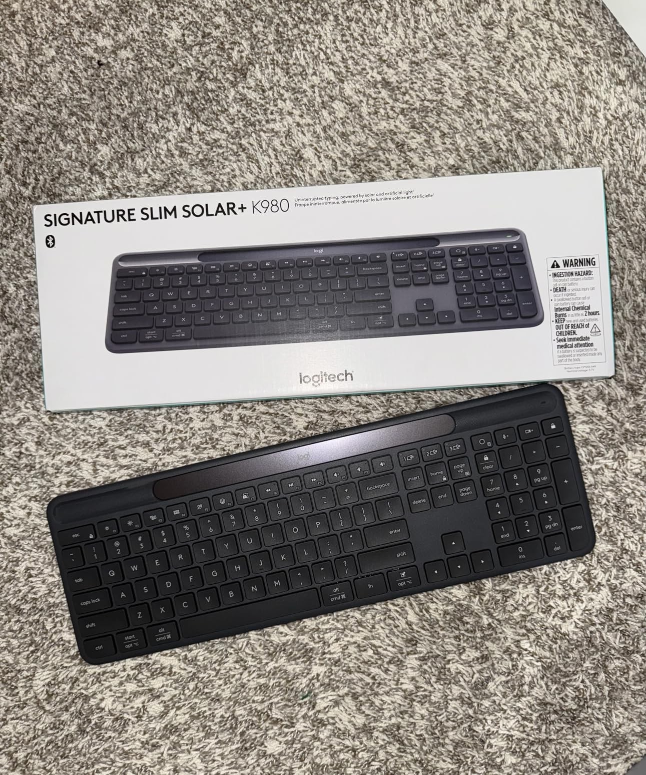 Logitech K980 Solar Powered Wireless Bluetooth Keyboard Slim Graphite