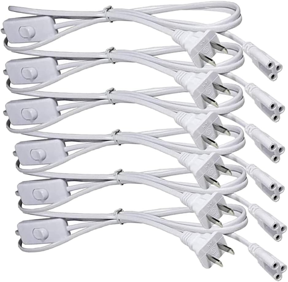6FT LED Tube Power Extension Cable with On/Off Switch for T5 T8 Light Fixtures