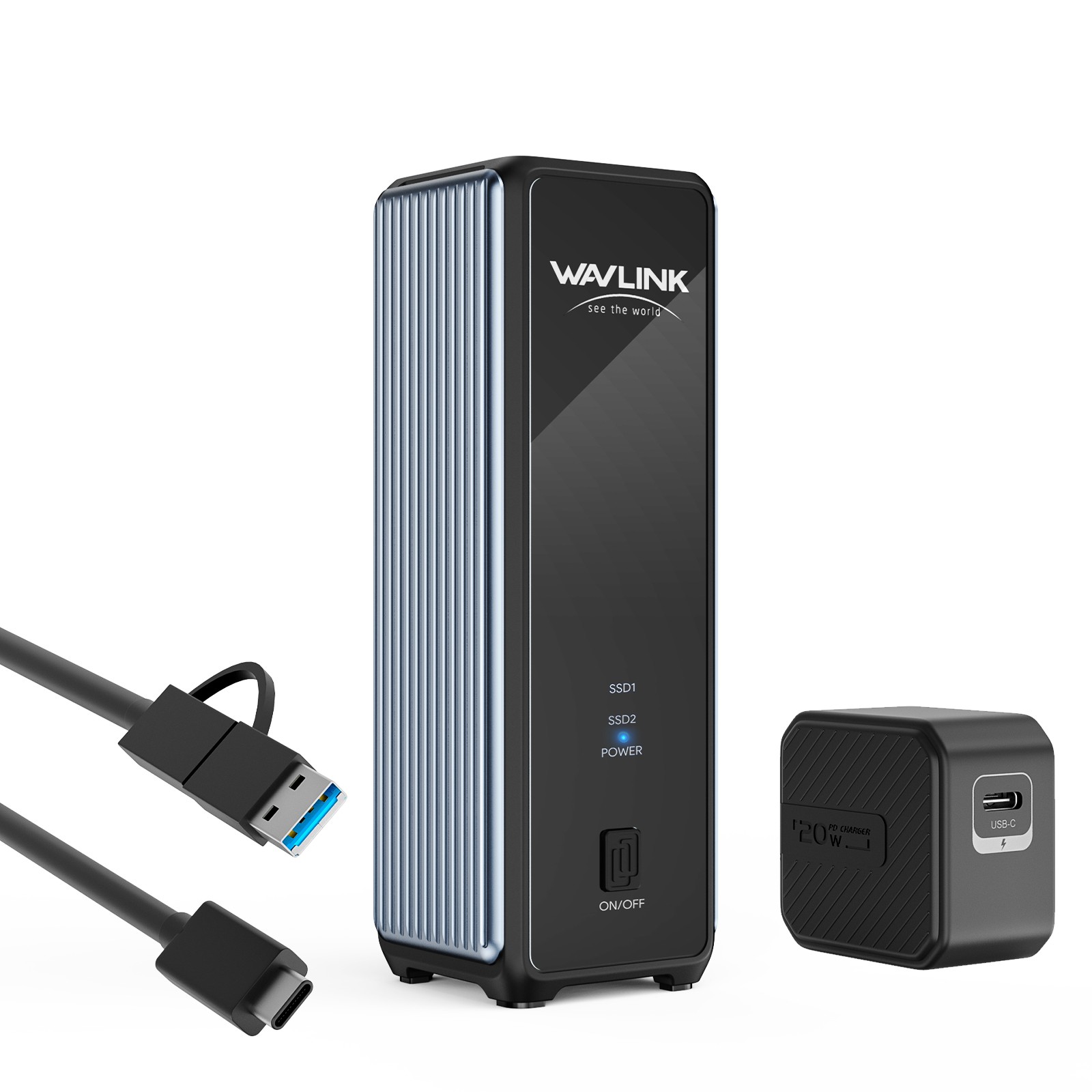 Dual M.2 NVMe SSD Enclosure USB3.2 Gen 2x2 20Gbps Support UASP Trim RAID 0